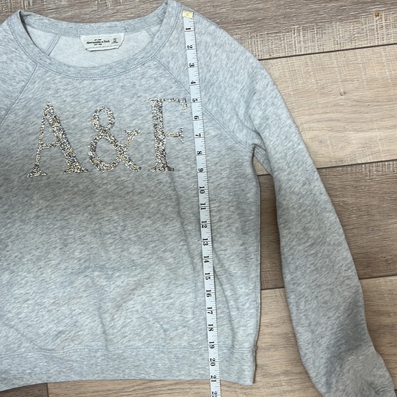 Abercrombie & Fitch Heather Gray Sweatshirt with Gold and Silver Sequin Logo XS - Picture 9 of 11